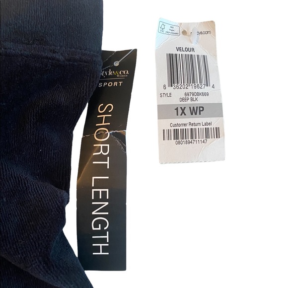 Style & Co Black Velour Hoodie Track Suit with Rhinestone Accents - Picture 8 of 15